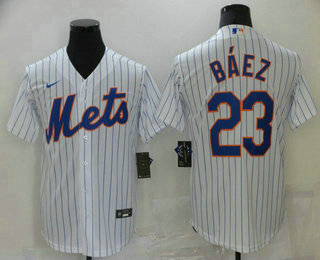 Mens New York Mets 23 Javier Baez White Stitched Mlb Cool Base Nike Jersey