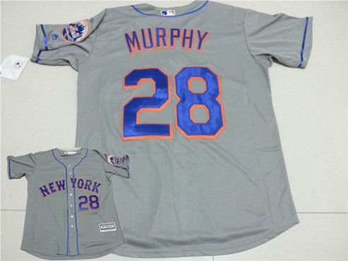 Mens New York Mets 28 Daniel Murphy Gray Road 2015 Mlb Cool Base Jersey