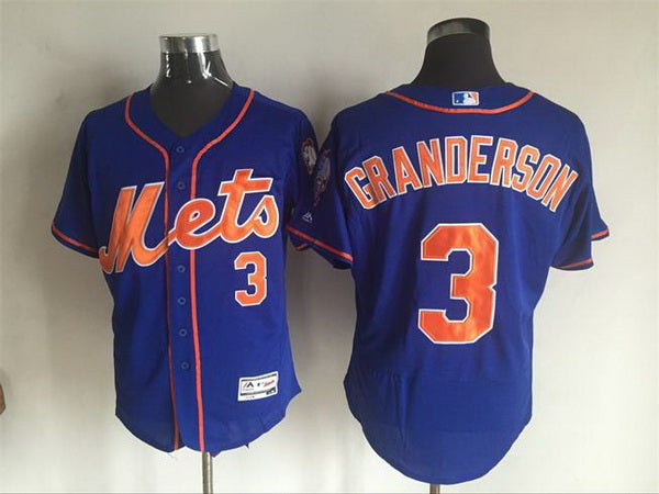 Mens New York Mets 3 Curtis Granderson Blue Cool Base Baseball Jersey