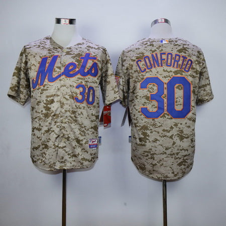 Mens New York Mets 30 Michael Conforto Camo Cool Base Baseball Jersey
