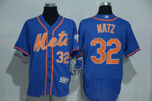 Mens New York Mets 32 Steven Matz Blue With Orange 2016 Flexbase Majestic Baseball Jersey