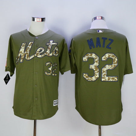 Mens New York Mets 32 Steven Matz Green Salute To Service Cool Base Baseball Jersey