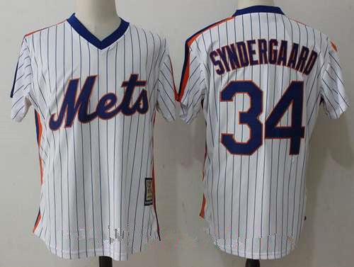 Mens New York Mets 34 Noah Syndergaard White Pullover Stitched Mlb Majestic Cooperstown Collection Jersey