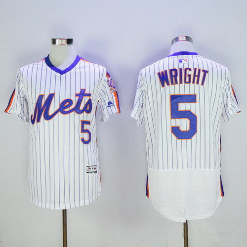 Mens New York Mets 5 David Wright White Pullover 2016 Flexbase Majestic Baseball Jersey
