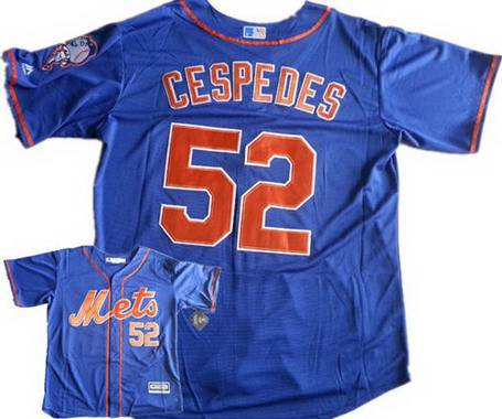 Mens New York Mets 52 Yoenis Cespedes Alternate Blue With Orange 2015 Mlb Cool Base Jersey