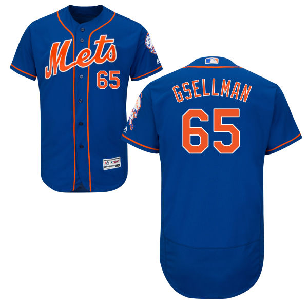 Mens New York Mets 65 Robert Gsellman Blue With Orange Stitched Mlb 2016 Majestic Flex Base Jersey