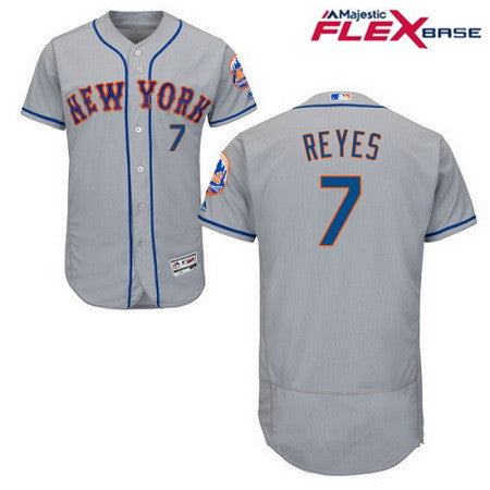 Mens New York Mets 7 Jose Reyes Gray Road Stitched Mlb Majestic Flex Base Jersey