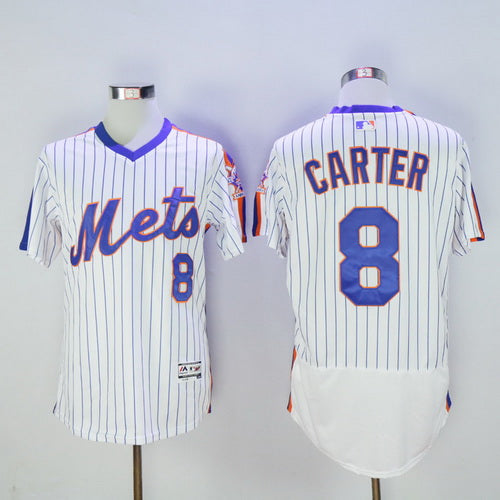 Mens New York Mets 8 Gary Carter Retired White Pullover 2016 Flexbase Majestic Baseball Jersey 25th Patch