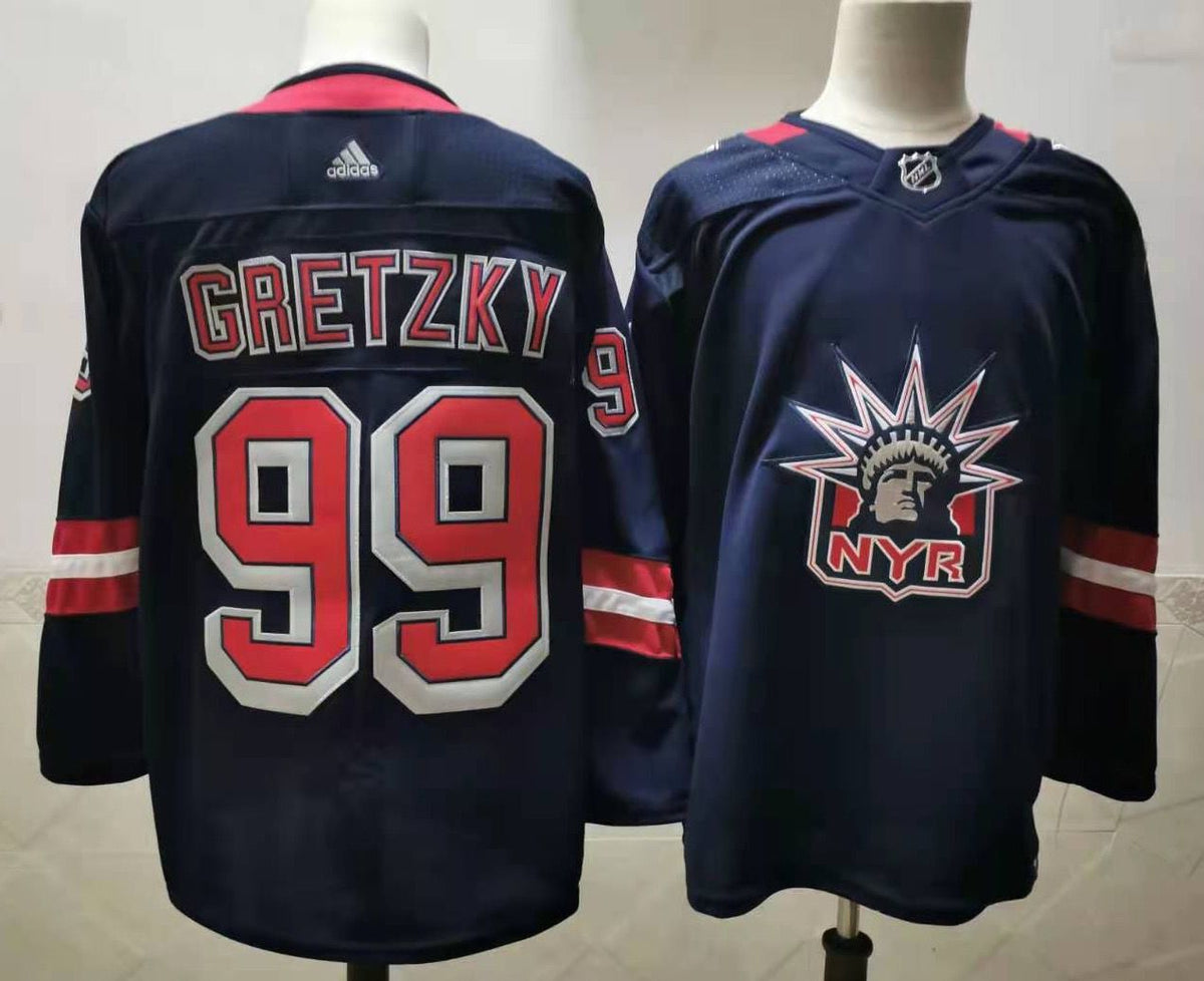 Mens New York Rangers 99 Wayne Gretzky Navy Blue Adidas 2020 21 Stitched Nhl Jersey