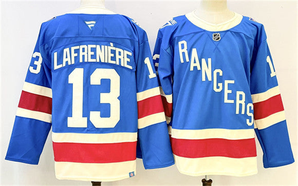 Men's New York Rangers #13 Alexis Lafreniere Jersey Blue 2025 Stitched