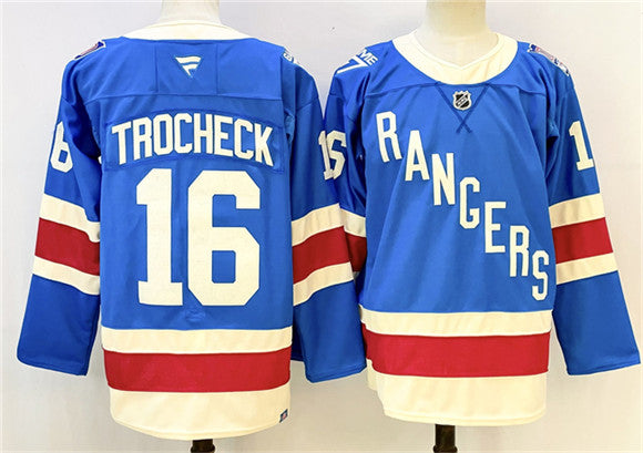Men's New York Rangers #16 Vincent Trocheck Jersey Blue 2025 Stitched