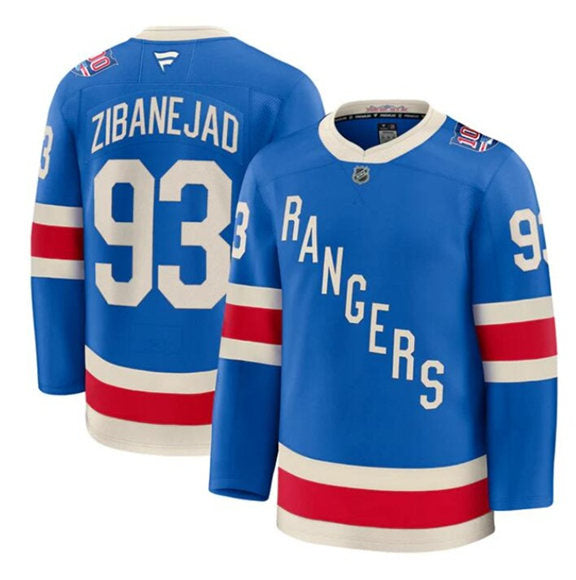 Men's New York Rangers #93 Mika Zibanejad Jersey Blue Centennial Stitched