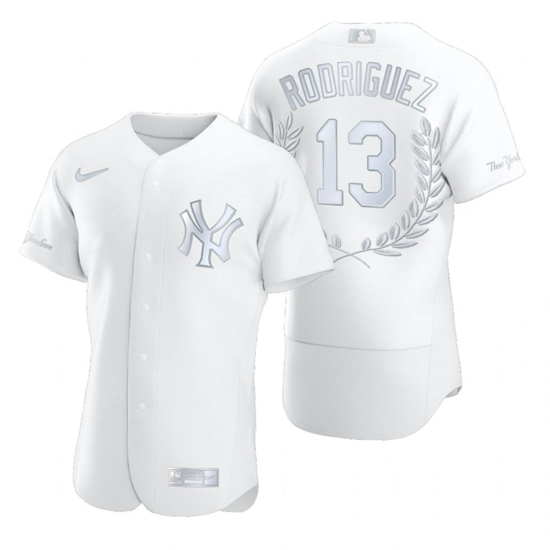 Mens New York Yankees 13 Alex Rodriguez White Nike Flexbase Fashion Jersey