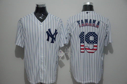 Mens New York Yankees 19 Masahiro Tanaka White Usa Flag Fashion Mlb Baseball Jersey