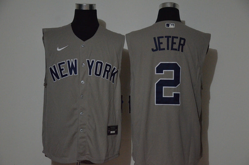 Mens New York Yankees 2 Derek Jeter Grey 2020 Cool And Refreshing Sleeveless Fan Stitched Mlb Nike Jersey
