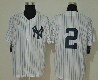 Mens New York Yankees 2 Derek Jeter No Name White Throwback Stitched Mlb Cool Base Nike Jersey