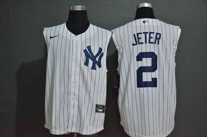 Mens New York Yankees 2 Derek Jeter White 2020 Cool And Refreshing Sleeveless Fan Stitched Mlb Nike Jersey