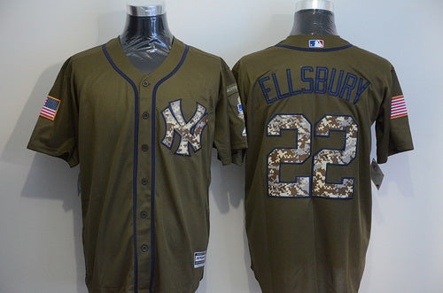Mens New York Yankees 22 Jacoby Ellsbury Green Salute To Service Majestic Baseball Jersey