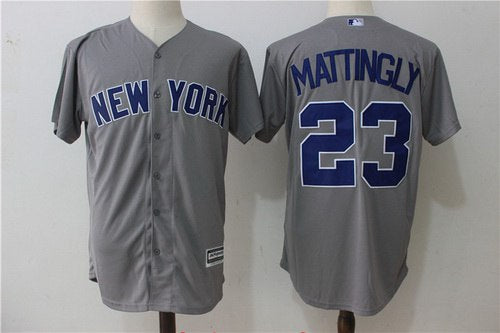 Mens New York Yankees 23 Don Mattingly Gray Road Stitched Mlb Majestic Cool Base Jersey