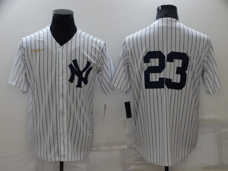 Mens New York Yankees 23 Don Mattingly No Name White Throwback Stitched Mlb Cool Base Nike Jersey
