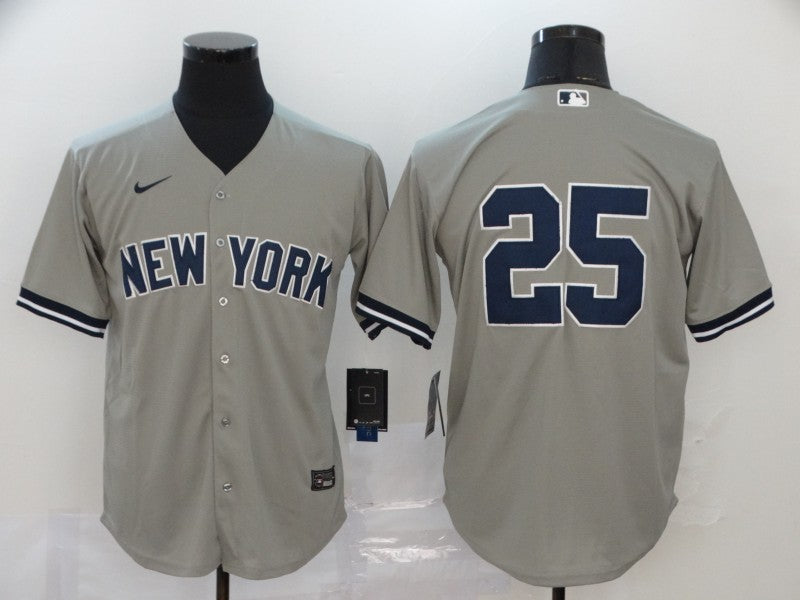 Mens New York Yankees 25 Gleyber Torres Gray No Name Stitched Mlb Cool Base Nike Jersey