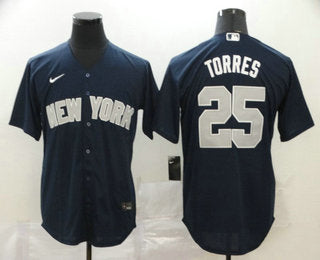 Mens New York Yankees 25 Gleyber Torres Navy Blue Stitched Mlb Cool Base Nike Jersey