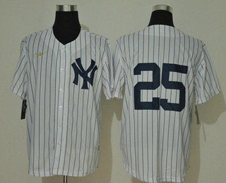 Mens New York Yankees 25 Gleyber Torres No Name White Throwback Stitched Mlb Cool Base Nike Jersey