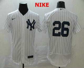 Mens New York Yankees 26 Dj Lemahieu White Home No Name Stitched Mlb Flex Base Nike Jersey