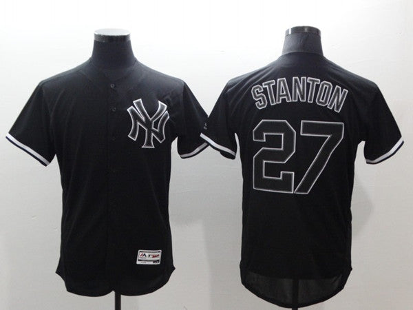 Mens New York Yankees 27 Giancarlo Stanton Black Fashion Flex Base Stitched Jersey