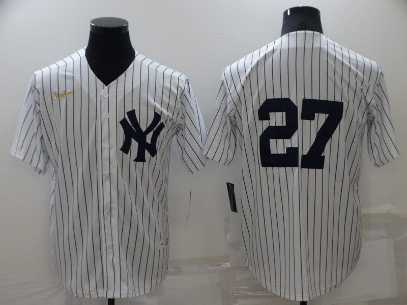 Mens New York Yankees 27 Giancarlo Stanton No Name White Throwback Stitched Mlb Cool Base Nike Jersey