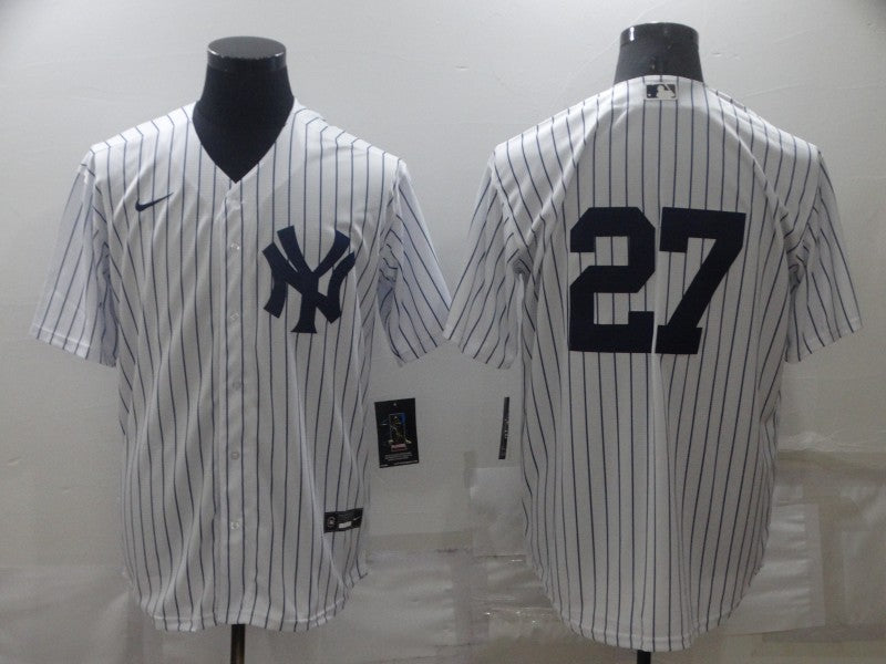 Mens New York Yankees 27 Giancarlo Stanton White No Name Stitched Mlb Nike Cool Base Jersey