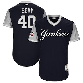 Mens New York Yankees 40 Luis Severino Sevy Majestic Navy 2018 Players Weekend Authentic Jersey