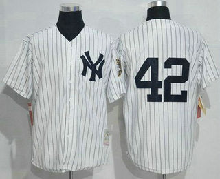 Mens New York Yankees 42 Mariano Rivera White Retired Patch Stitched Mlb Cooperstown Collection Jersey By Mitchell Ness