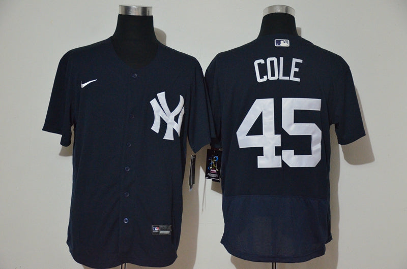 Mens New York Yankees 45 Gerrit Cole Black Stitched Mlb Flex Base Nike Jersey