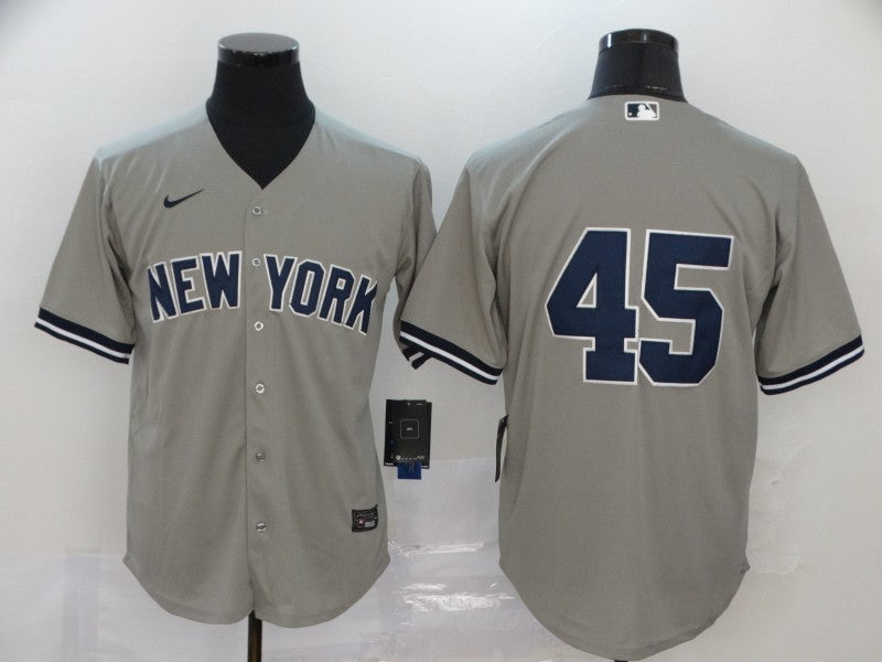 Mens New York Yankees 45 Gerrit Cole Gray No Name Stitched Mlb Cool Base Nike Jersey