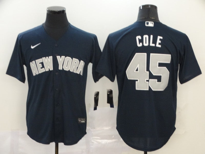 Mens New York Yankees 45 Gerrit Cole Navy Blue Stitched Mlb Cool Base Nike Jersey