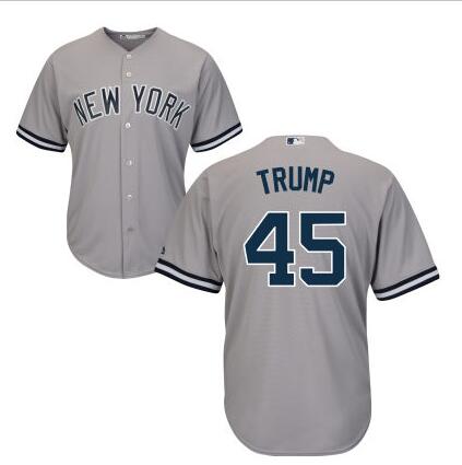 Mens New York Yankees 45 Presidential Candidate Donald Trump Gray Jersey