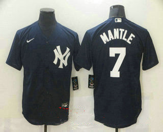 Mens New York Yankees 7 Mickey Mantle Navy Blue Stitched Mlb Nike Cool Base Jersey