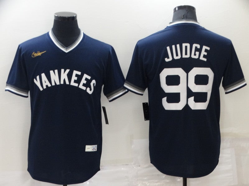 Mens New York Yankees 99 Aaron Judge Navy Blue Cooperstown Collection Stitched Mlb Throwback Jersey