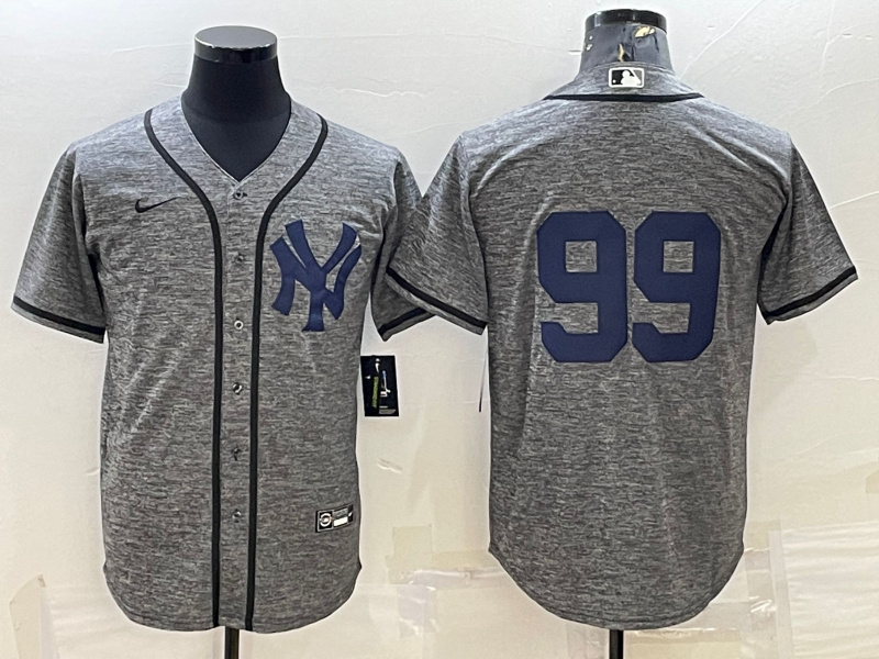 Mens New York Yankees 99 Aaron Judgey No Name Grey Gridiron Cool Base Stitched Jerseys