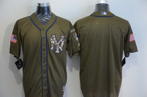 Mens New York Yankees Blank Green Salute To Service Majestic Baseball Jersey