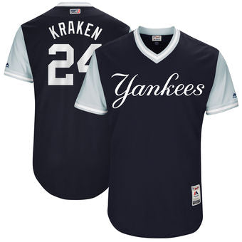 Mens New York Yankees Gary Sanchez Kraken Majestic Navy 2017 Players Weekend Authentic Jersey