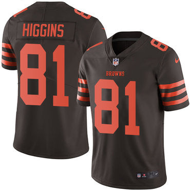 Mens Nike Cleveland Browns 81 Rashard Higgins Limited Brown Rush Vapor Untouchable Nfl Jersey