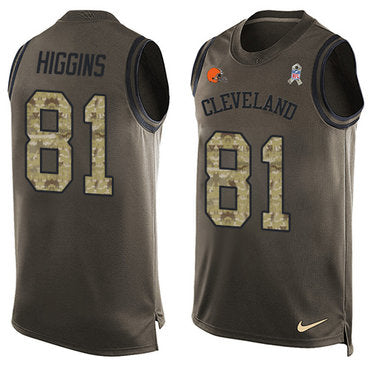 Mens Nike Cleveland Browns 81 Rashard Higgins Limited Green Salute To Service Tank Top Nfl Jersey