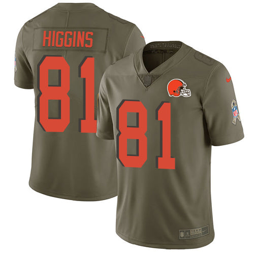 Mens Nike Cleveland Browns 81 Rashard Higgins Limited Olive 2017 Salute To Service Nfl Jersey