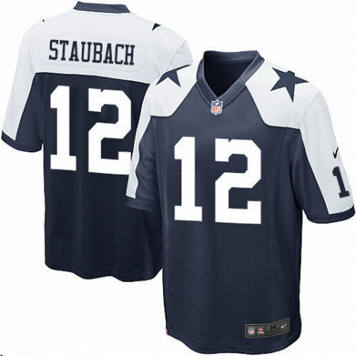 Mens Nike Dallas Cowboys 12 Roger Staubach Navy Blue Thanksgiving Stitched Nfl Retired Player Nike Game Jersey