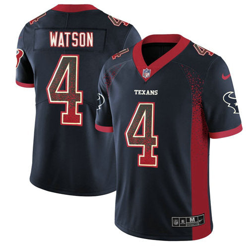 Mens Nike Houston Texans 4 Deshaun Watson Navy Blue Team Color Stitched Nfl Limited Rush Drift Fashion Jersey