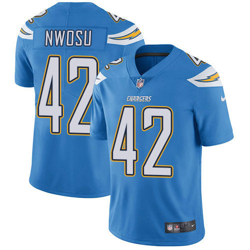 Mens Nike Los Angeles Chargers 42 Uchenna Nwosu Electric Blue Alternate Stitched Nfl Vapor Untouchable Limited Jersey