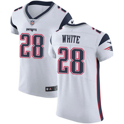 Mens Nike New England Patriots 28 James White White Stitched Nfl Vapor Untouchable Elite Jersey
