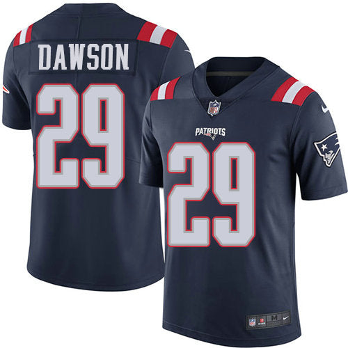 Mens Nike New England Patriots 29 Duke Dawson Navy Blue Stitched Nfl Limited Rush Jersey